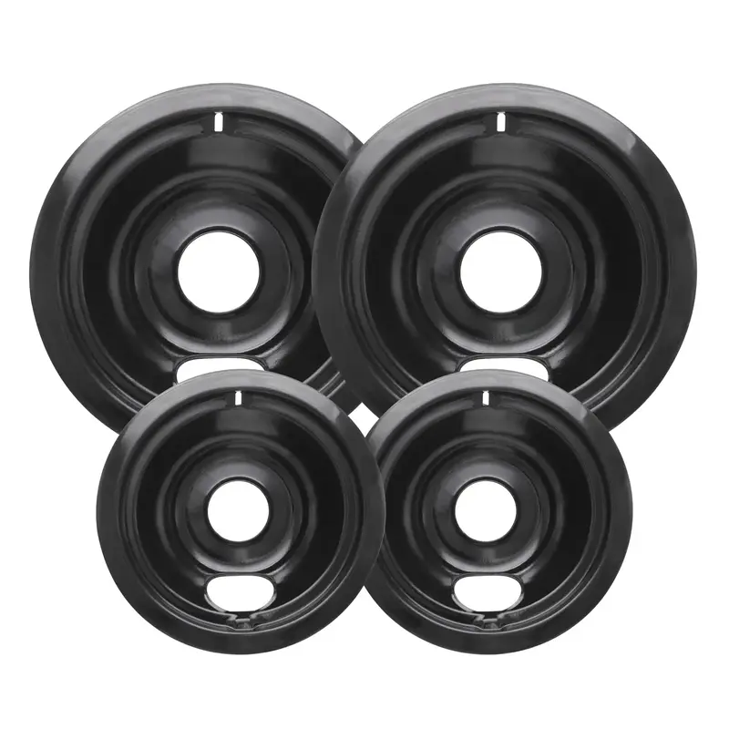4 Pack Black Cooktop Drip Pans, Compatible with GE Hotpoint Stove. Include 2 Pcs 6'' Range Replacement Drip Pans and 2 Pcs 8 ...