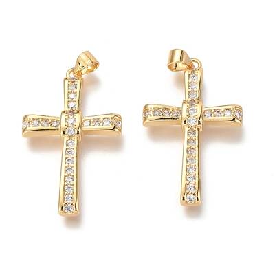 Brass Micro Pave Clear Cubic Clear Zirconia Pendants