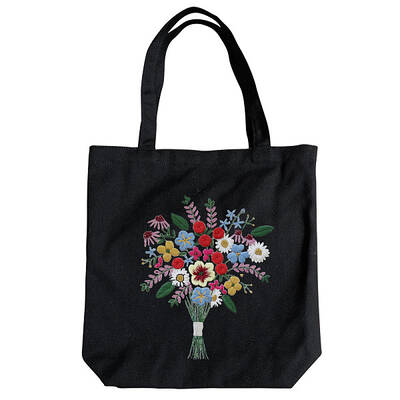 DIY Flower Bouquet Pattern Tote Bag Embroidery Kit