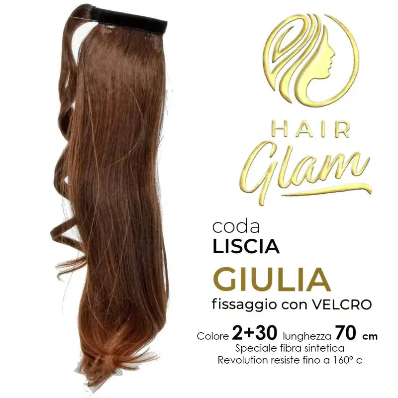 HAIR GLAM GIULIA PONY WITH VELCRO FIBER REVOLUTION 2+30 70cm