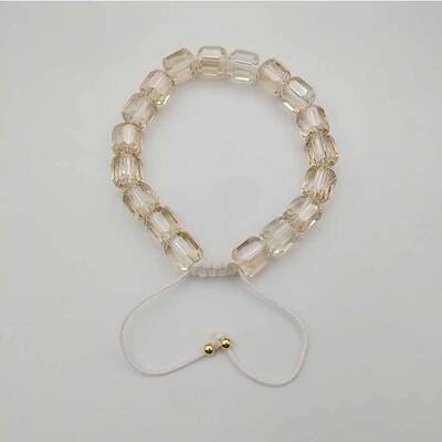 Adjustable Electroplated Faceted Cube Glass Braided Beaded Bracelets for Women Men