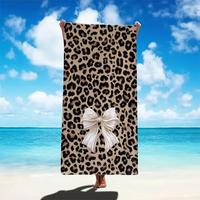 Leopard Print Beachtowel, Soft Absorbent Swim Towels with Bowknot Design, Travel Swimming Towel, Surfing Towel, Yoga Towel, C...