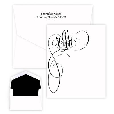 Orchid Monogram Note - Raised Ink