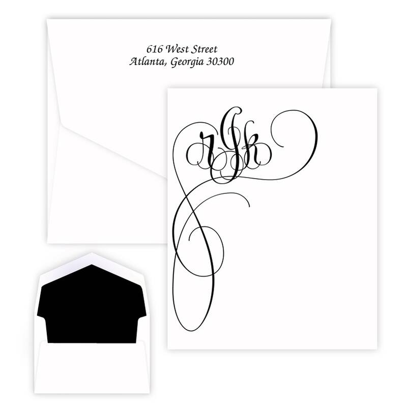 Orchid Monogram Note - Raised Ink