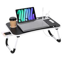 Laptop Bed Desk, Portable Foldable Laptop Table, Lap Desk Tray Table with 4 USB Ports, Storage Drawer and Cup Holder, for Bed...