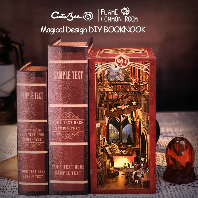 CUTEBEE DIY Book Nook Kit for Adults and Teens, DIY Wooden Miniature Magic House Dollhouse Kit Bookshelf Booknook Bookcase Mo...