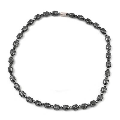 Buddha's Head Synthetic Non-Magnetic Hematite Beaded Necklaces for Women Men