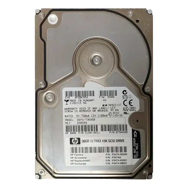 P2474-63001 HP 36.4GB Ultra-160 SCSI 10000 3.5-inch Hard Drive