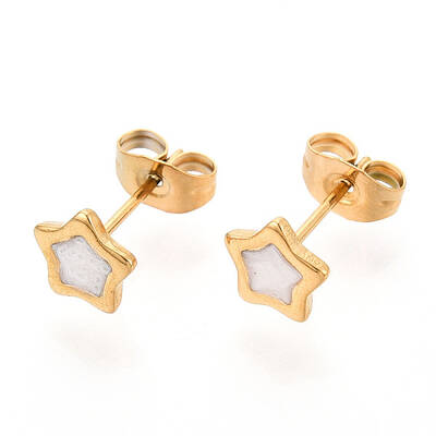 304 Stainless Steel Enamel Star Stud Earrings