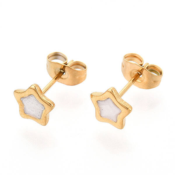 304 Stainless Steel Enamel Star Stud Earrings