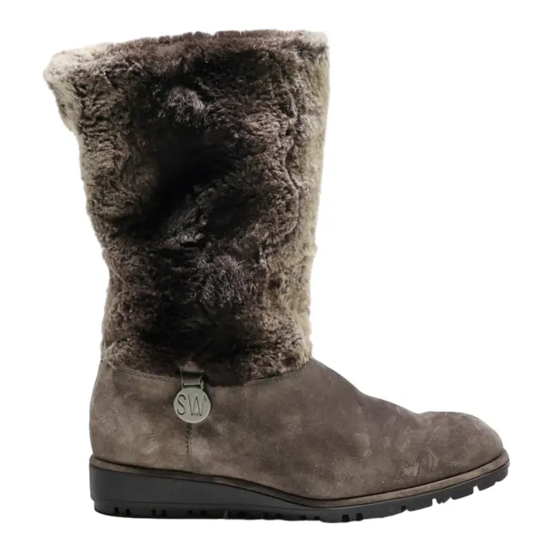 STUART WEITZMAN High Boots Grey Synthetic Womens UK 4