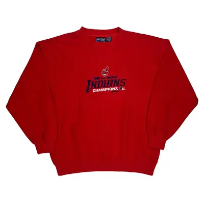 Indians Champions 1999 A.L. Central Crable Mlb Sweatshirt - XL Red Cotton Blend