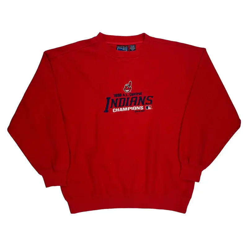 Indians Champions 1999 A.L. Central Crable Mlb Sweatshirt - XL Red Cotton Blend