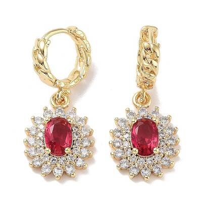 Real 18K Gold Plated Brass Dangle Hoop Earrings
