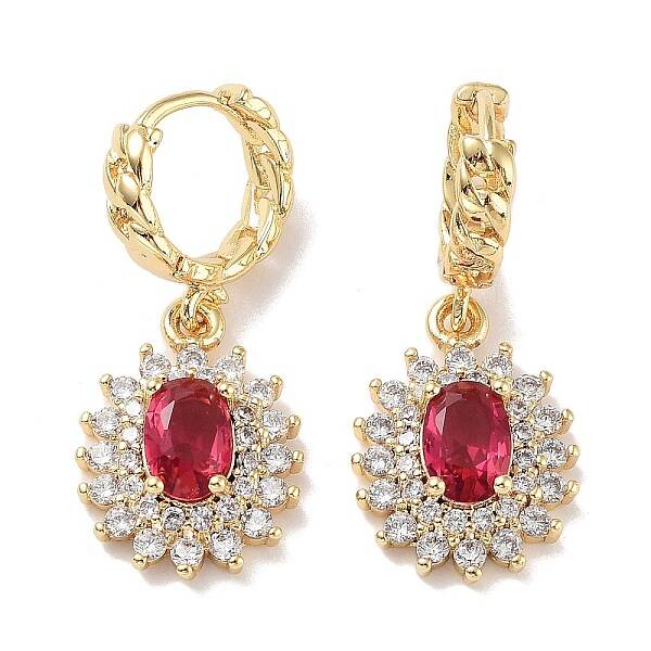 Real 18K Gold Plated Brass Dangle Hoop Earrings