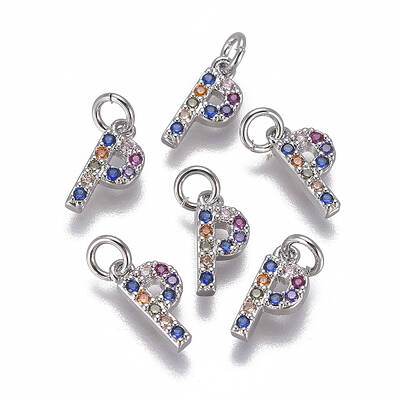 Brass Micro Pave Cubic Zirconia Charms