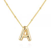 Balloon Glossy Letter Necklace Chubby Fun Creative Bubble Letter Necklace Initial Letter Pendant Simple Clavicle Chain Birthd...