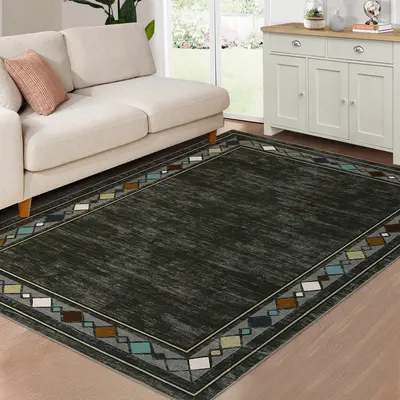 Garvee Modern Geometric Runner Rug – Ultra Soft, Washable, Non-Slip, Low Pile Carpet for Living Room, Bedroom, Nursery, Ent...