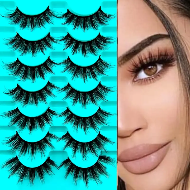 False Eyelashes, 7 Pairs Faux Cluster Lashes, Soft Lashes Eyelash Clusters Wispy Natural Curling Eye Makeup Strip Lashes, Ful...
