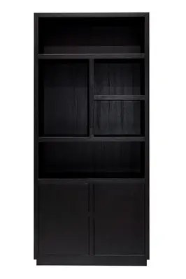 Black Wooden 2-Door Bookcase | OROA Oakura