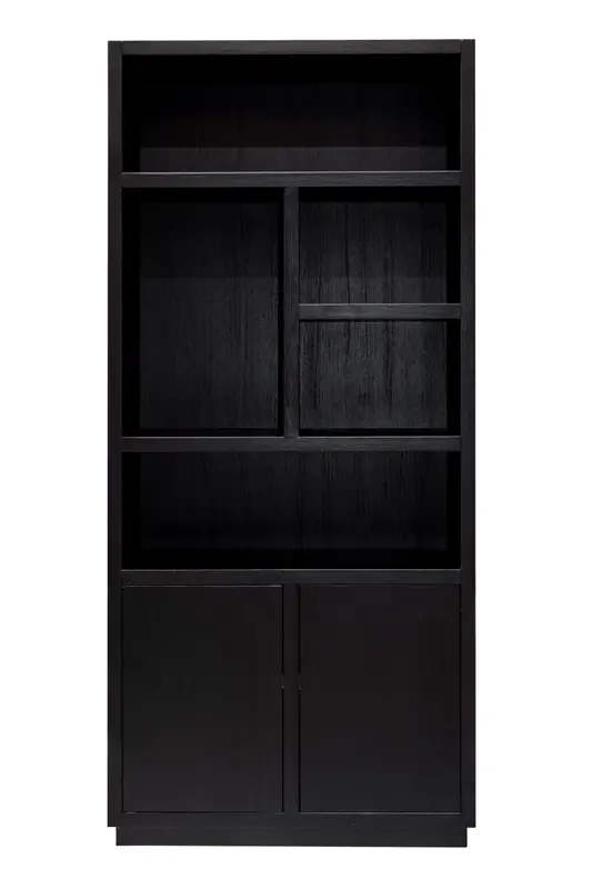 Black Wooden 2-Door Bookcase | OROA Oakura
