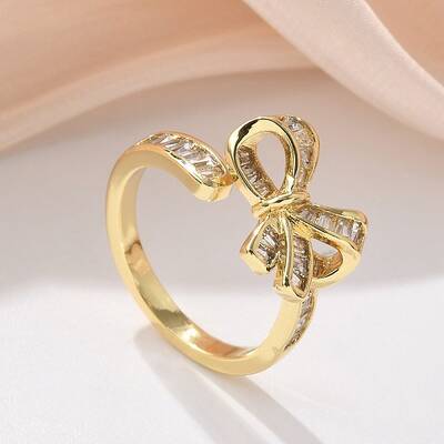 Brass Micro Pave Clear Cubic Zirconia Finger Rings