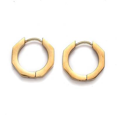 304 Stainless Steel Octagon Huggie Hoop Earrings