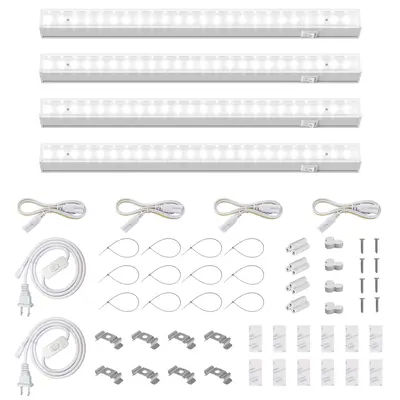 Barrina T5 Grow Lights, 1FT, 5000K White Full Spectrum, Plant Growing Lamp, LED Grow Light Bulbs Plug and Play, 4 Packs