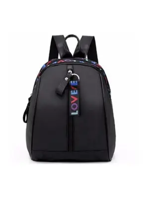 Women's Fashionable Plain Letter Label Decorated Backpack, Casual Lightweight Large Capacity Oxford Zipper Backpack with Adju...