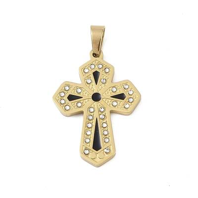 Ion Plating(IP) 304 Stainless Steel Enamel Rhinestone Pendants