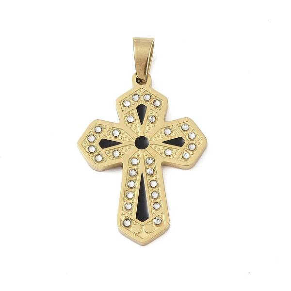 Ion Plating(IP) 304 Stainless Steel Enamel Rhinestone Pendants