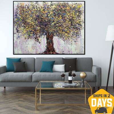 Creative Colorful Tree Oil Paintings Abstract Wall Art Modern Textured Artwork for Home Decor | EMOTION TREE 33.5"x45&qu...