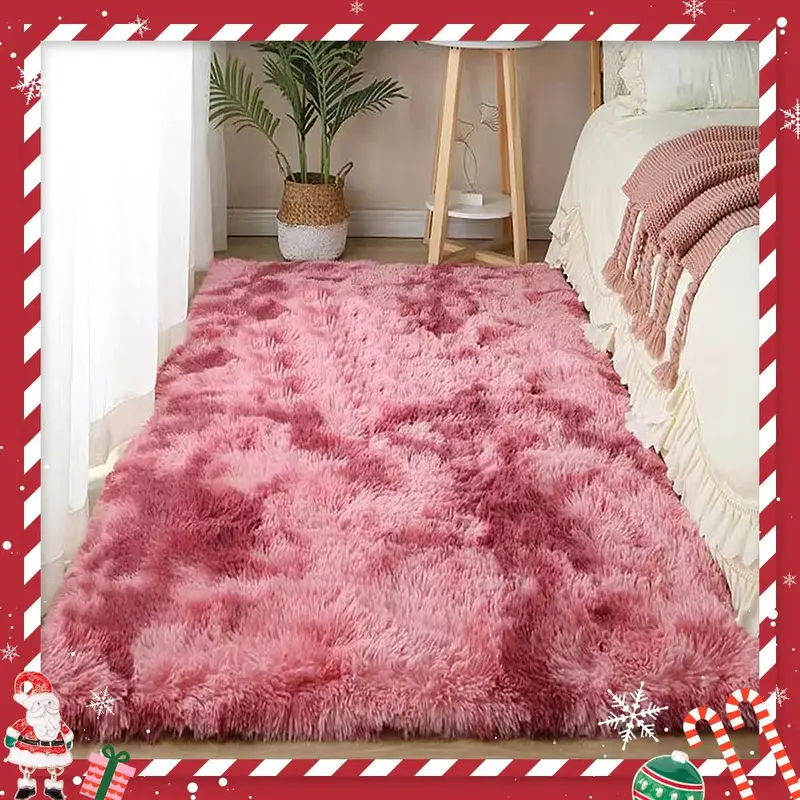 Home Decor Soft Plush Area Carpet, 1 Count Shaggy Bedside Rug, Fluffy Non-slip Area Rug, Indoor Floor Mat, Decorative Rugs fo...