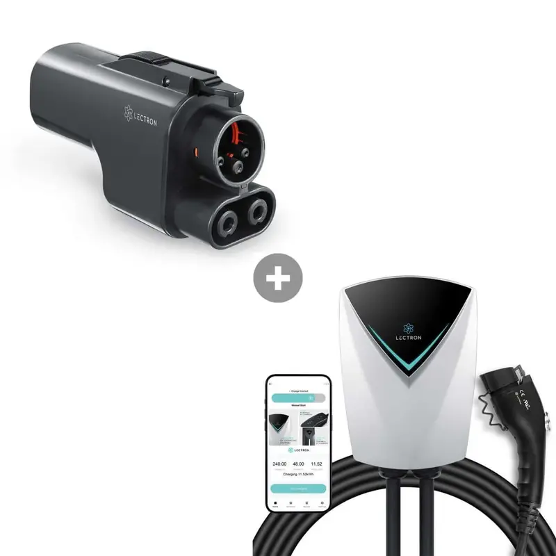 Lectron Tesla Supercharger (NACS) to CCS Adapter (500A / 1000V) + Level 2 J1772 V-BOX Pro (48A / 240V / NEMA 14-50) WiFi App ...