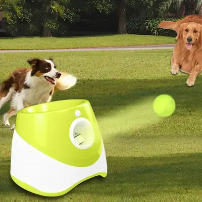 Outdoor Dog Ball Launcher, 1 Set Automatic Dog Ball Launcher, Pet Ball Thrower, Indoor & Outdoor Dog Toy, Fun and Exciting B...