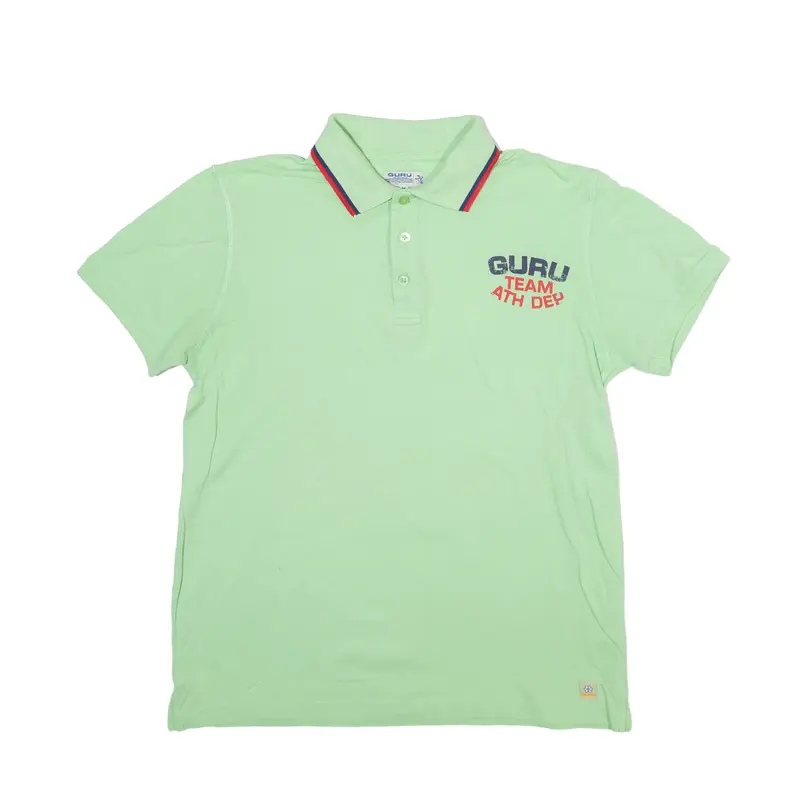 GURU Polo Shirt Green Short Sleeve Mens M