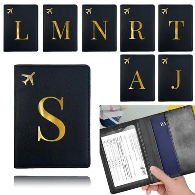 Letter Pattern Passport Holder, 1 Count Passport Case, Water-resistant Practical Travel Wallet, Lightweight Air Ticket Vaccin...