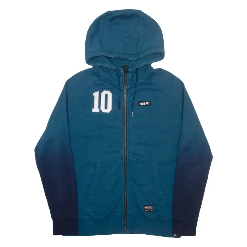 NIKE Football Mens Blue Hoodie Full Zip M