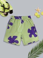 Men's Graphic Print Swim Shorts, Casual Comfy Breathable Swim Shorts for Summer, Men's Swimwear for Beach Holiday Vacation, S...