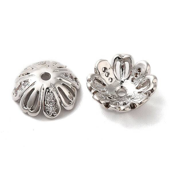 Brass Micro Pave Cubic Zirconia Bead Cap