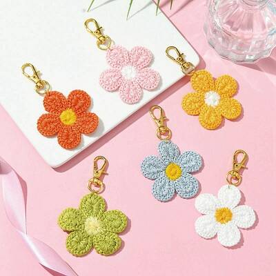 6Pcs 6 Colors Weave Flower Polyester Pendant Decorations