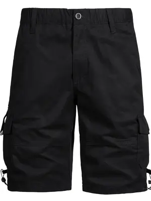 Men's Pocket Drawstring Hem Cargo Shorts, Casual Button Elastic Waist Straight Leg Shorts, Summer Outfits, Men's Bottoms