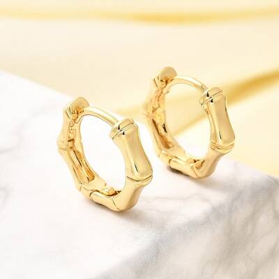 Rack Plating Bamboo Brass Hoop Earrings for Women