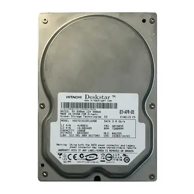 HDS721616PLA380 Hitachi Deskstar 7K160 Series 80GB 7200RPM SATA 3Gb/s 8MB Cache 3.5-inch Hard Drive