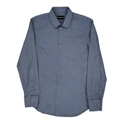 Emporio Armani Checked Shirt - Medium Blue Cotton