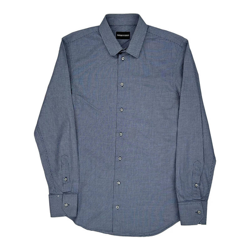 Emporio Armani Checked Shirt - Medium Blue Cotton