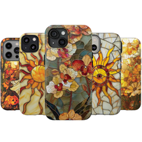 Yellow Faux Stained Glass Phone Case For iPhone 8, X, Xs, Xr, 11, 12, 13, 14, 15 Pro, Mini, Plus, Promax, Artisan Stained Gla...
