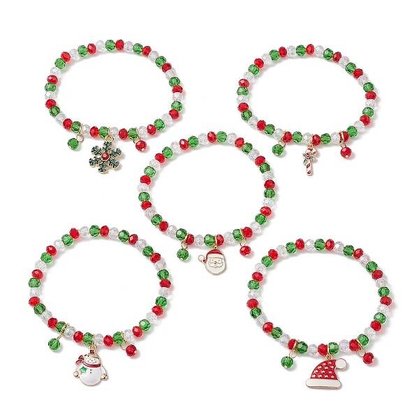 Christmas Theme Alloy Enamel Charms Bracelets