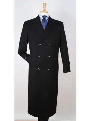 Mens Overcoat -Mens Long Wool Topcoats- Topcoat For Men-Mens Double breasted Overcoat - Black Double breasted Coat