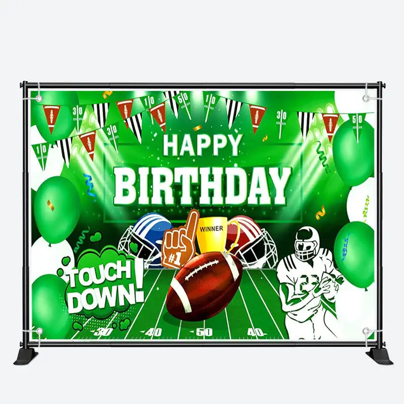 Touch Down Green Football Field Birthday Backdrop - Aperturee